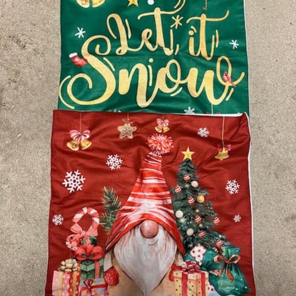 Two Christmas 17" Pillow Covers Case Light Up Let It Snow/Christmas Gnome - Picture 3 of 14